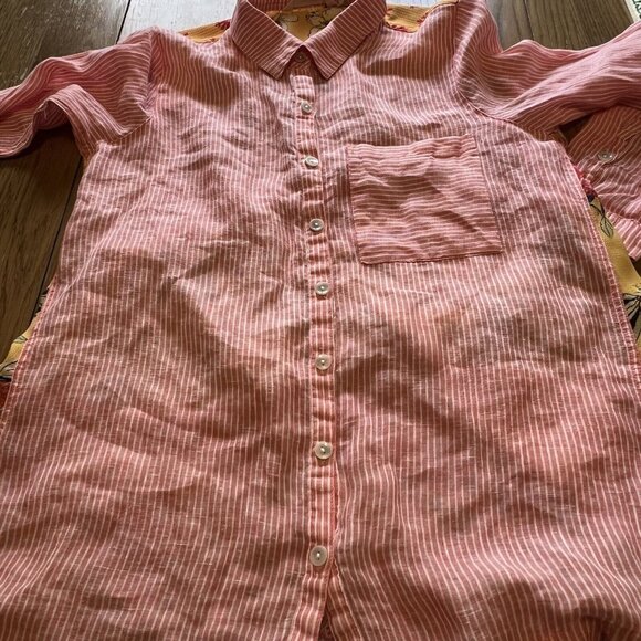 Soft Surroundings Women Eden Island Linen Shirt Size‎ Small Floral Loose Light - Picture 8 of 12